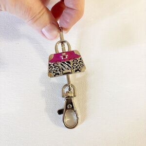 Pocketbook Handbag Purse Hook Table Hanger Holder Key Clip Pink Silver Tone